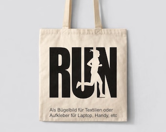 Parche o pegatina termoadhesiva para camisetas "RUN" para corredores y jogging | Transferencia textil termoadhesiva | Aplicación para bolsos; Regalo para maratones y triatlones