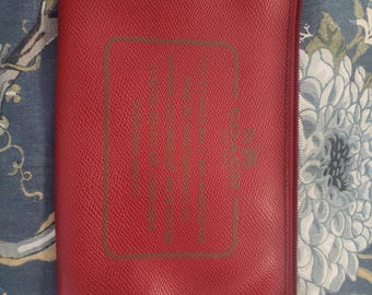 Women's Faux Leather Makeup Bag Zippered Red