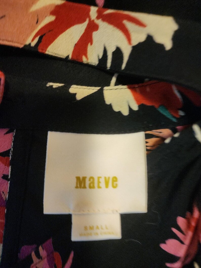 Blusa floral negra para mujer Maeve de Anthropologie, talla pequeña EUC imagen 14