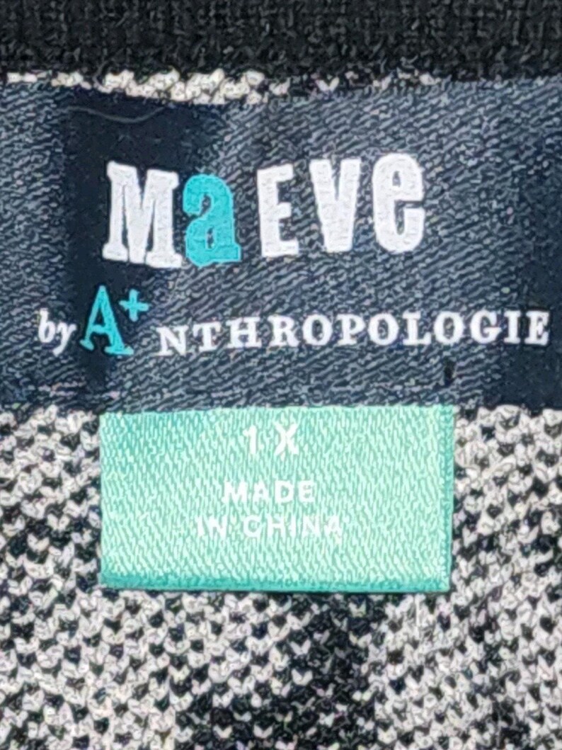 anthropologie Maeve Womens Trixie crop Sweater Blk Wht Cherries Size 1X image 11