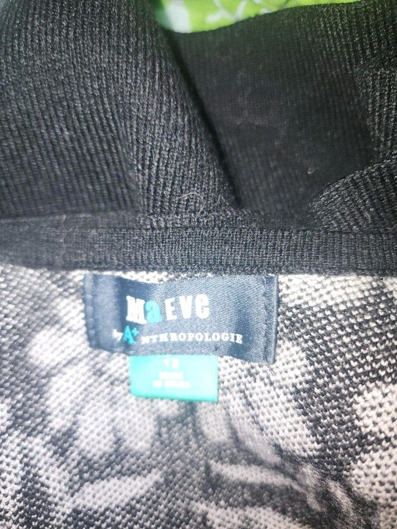 anthropologie Maeve Womens Trixie crop Sweater Blk Wht Cherries Size 1X image 14