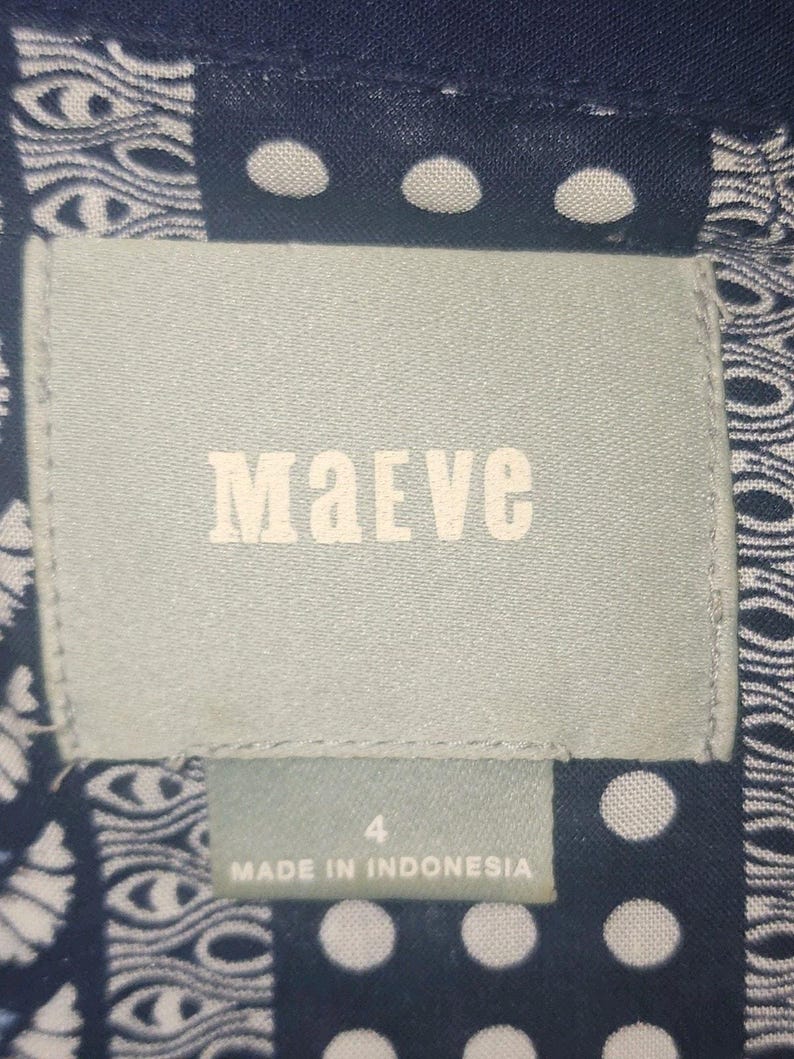 Maeve anthropologie Women's Art House Navy Polka Dot Size 4 image 4