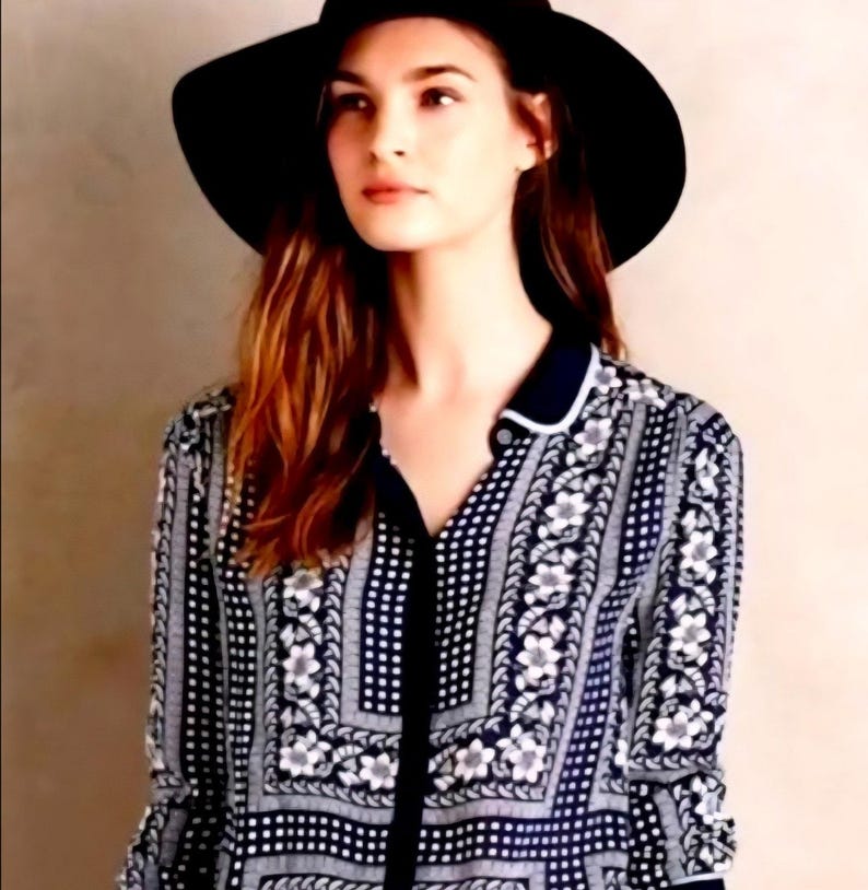 Maeve anthropologie Women's Art House Navy Polka Dot Size 4 image 1