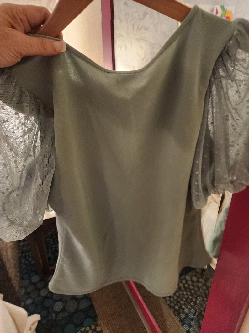 W5 for anthropologie womens sage green short sleeve blouse Size Small image 8