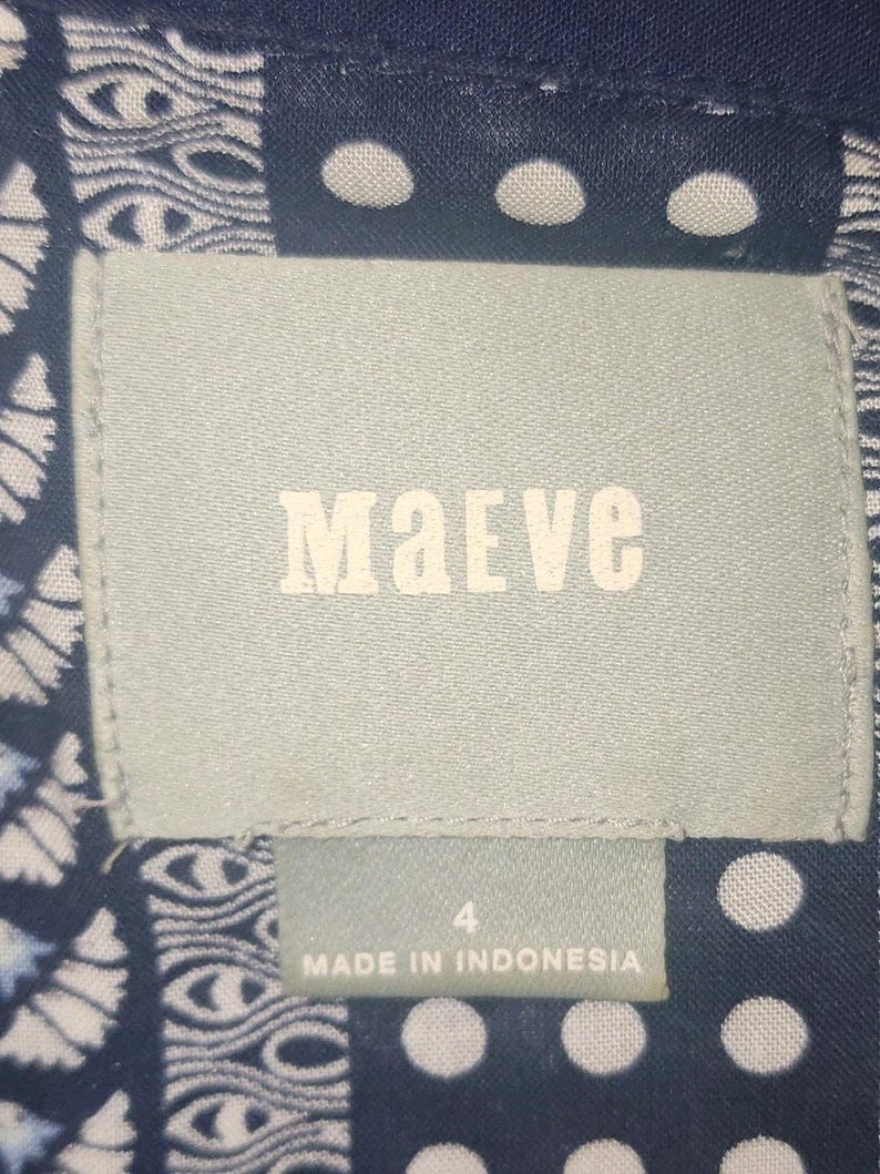 Maeve anthropologie Women's Art House Navy Polka Dot Size 4 image 8