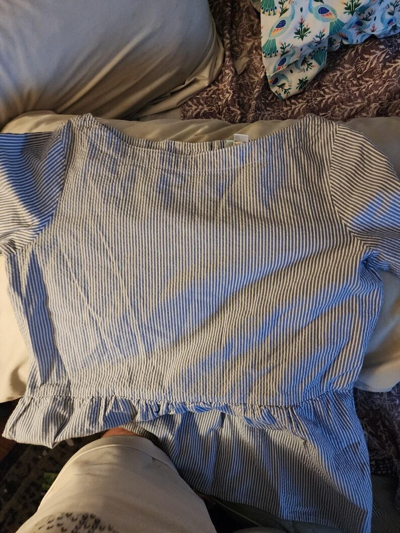 anthropologie Haley and The Hound Women's Seersucker Button Back Top Size Small image 4
