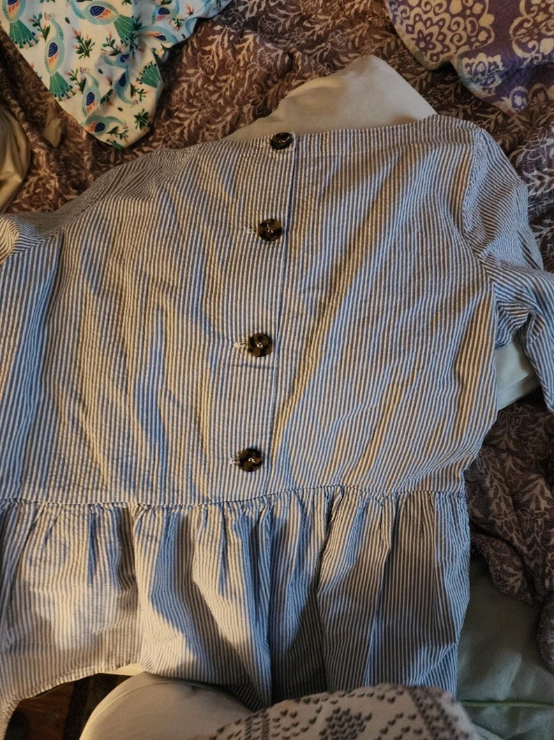 anthropologie Haley and The Hound Women's Seersucker Button Back Top Size Small image 5