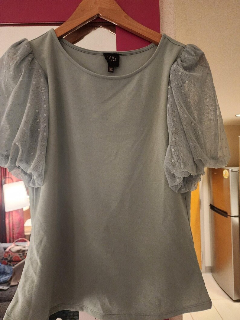 W5 for anthropologie womens sage green short sleeve blouse Size Small image 4