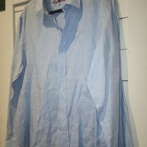Camisa de hombre Robert Graham, azul, 100% algodón, bordada, manga larga, talla XL. imagen 10
