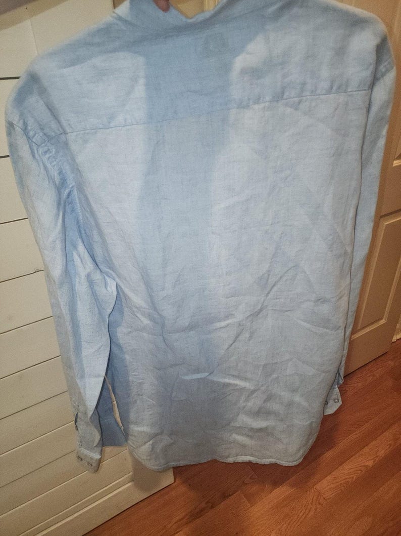 Camisa de hombre Robert Graham, azul, 100% algodón, bordada, manga larga, talla XL. imagen 16