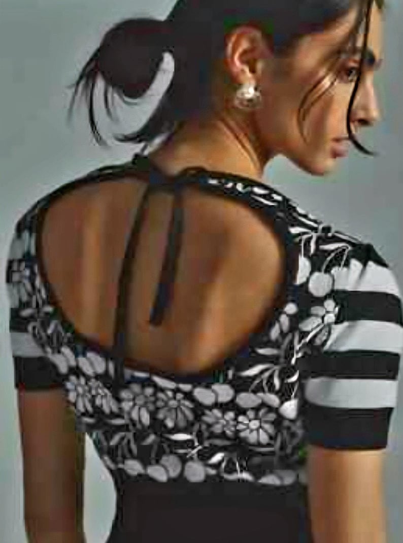 anthropologie Maeve Womens Trixie crop Sweater Blk Wht Cherries Size 1X image 8