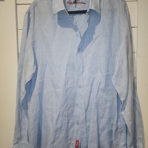 Camisa de hombre Robert Graham, azul, 100% algodón, bordada, manga larga, talla XL. imagen 11