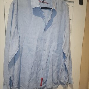 Camisa de hombre Robert Graham, azul, 100% algodón, bordada, manga larga, talla XL. imagen 15