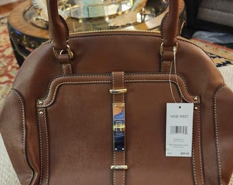 Bolso de mano tipo satchel Nine West para mujer, color marrón Nutella