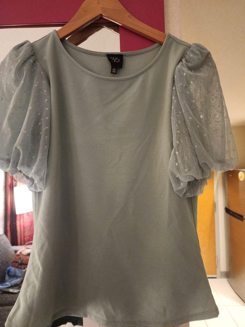 W5 for anthropologie womens sage green short sleeve blouse Size Small image 3
