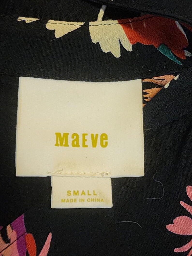 Blusa floral negra para mujer Maeve de Anthropologie, talla pequeña EUC imagen 7