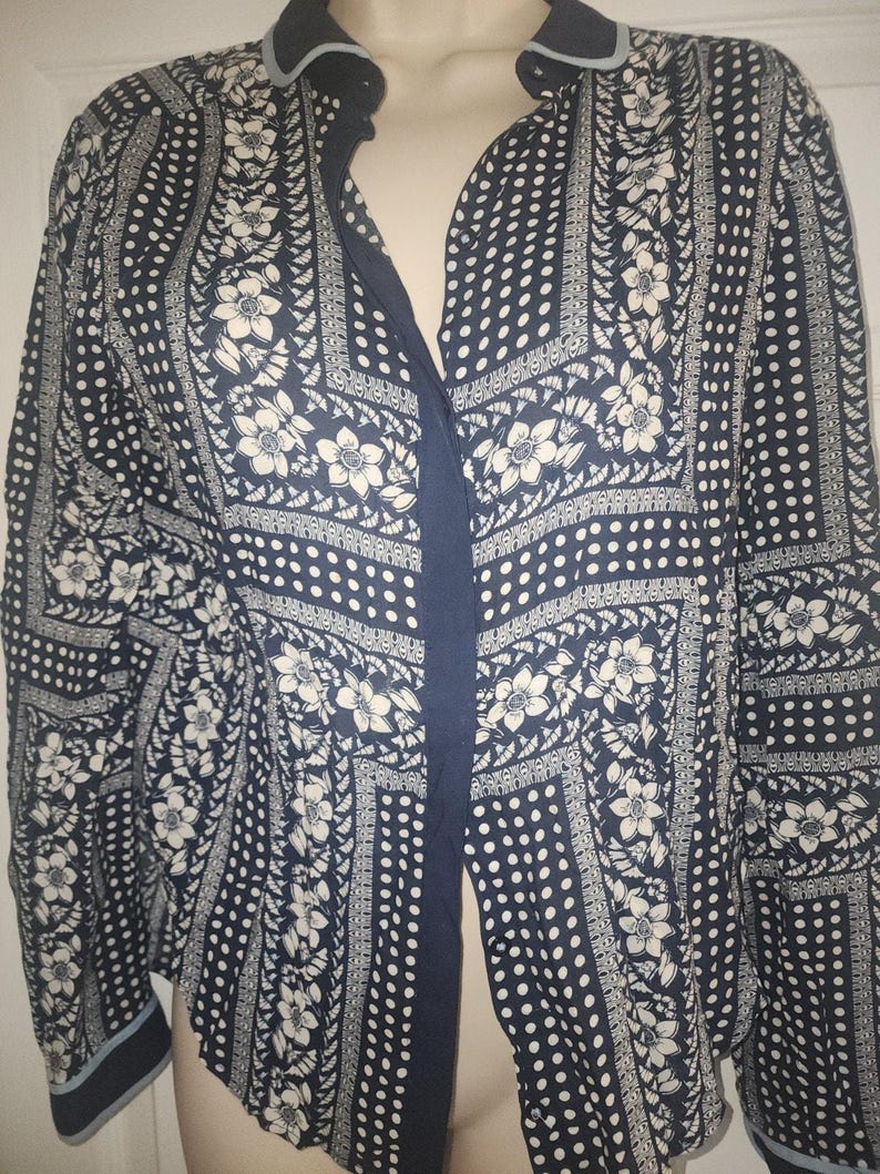 Maeve anthropologie Women's Art House Navy Polka Dot Size 4 image 3