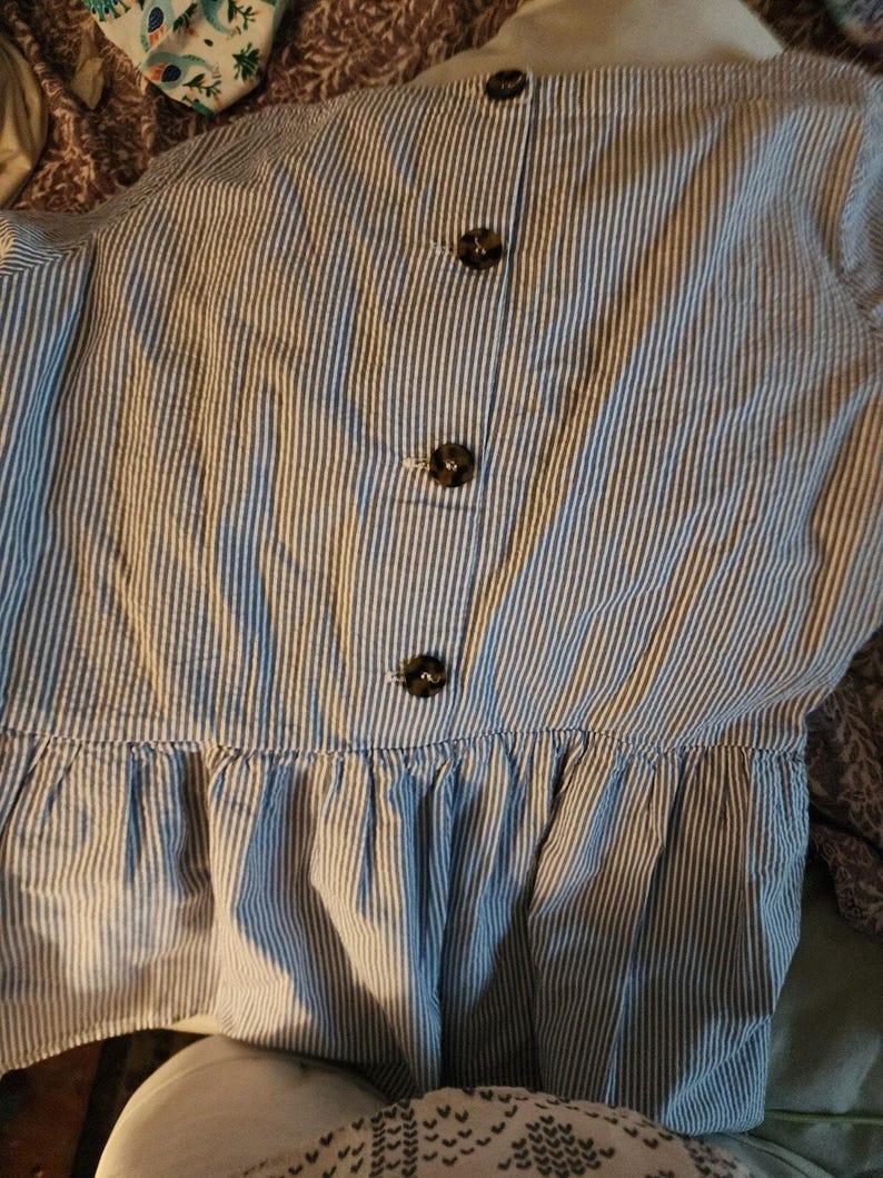 anthropologie Haley and The Hound Women's Seersucker Button Back Top Size Small image 6