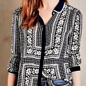 Maeve anthropologie Women's Art House Navy Polka Dot Size 4 image 10