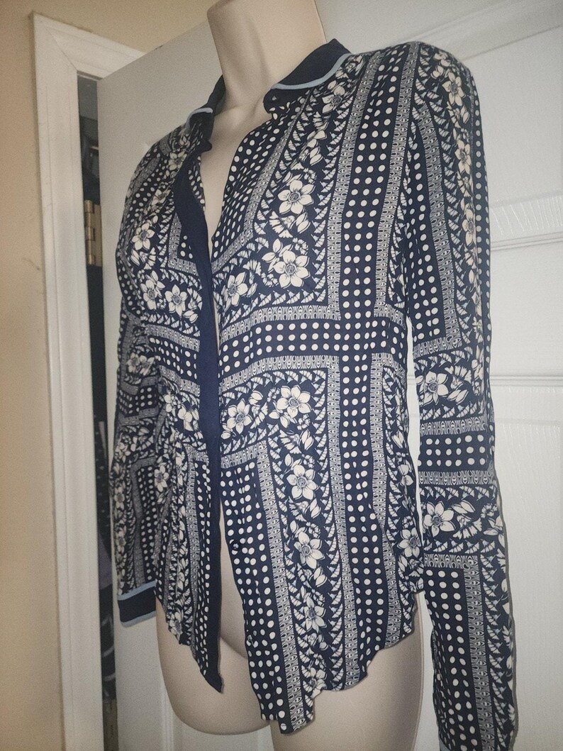 Maeve anthropologie Women's Art House Navy Polka Dot Size 4 image 5