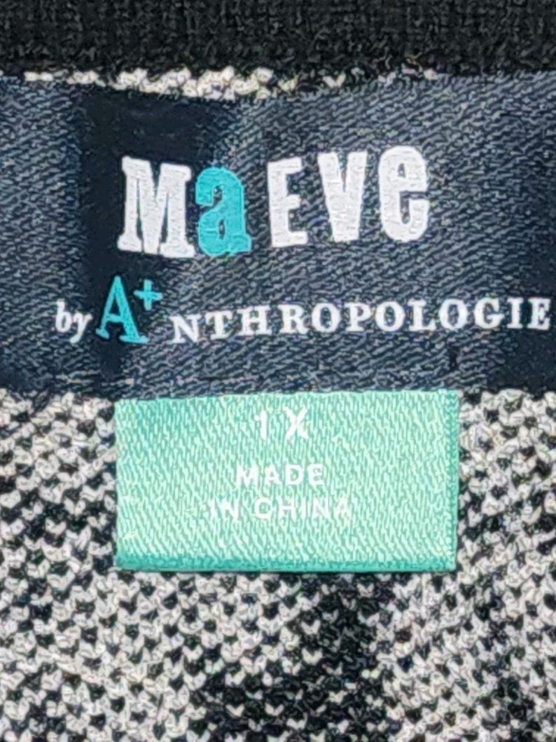 anthropologie Maeve Womens Trixie crop Sweater Blk Wht Cherries Size 1X image 12