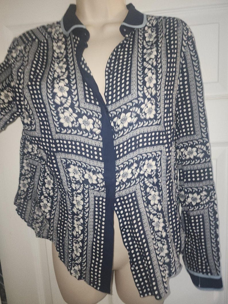 Maeve anthropologie Women's Art House Navy Polka Dot Size 4 image 2