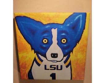 Blue Dog Pop Art Canvas Print – LSU Tigers Fan Decor