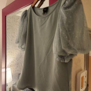W5 for anthropologie womens sage green short sleeve blouse Size Small image 7