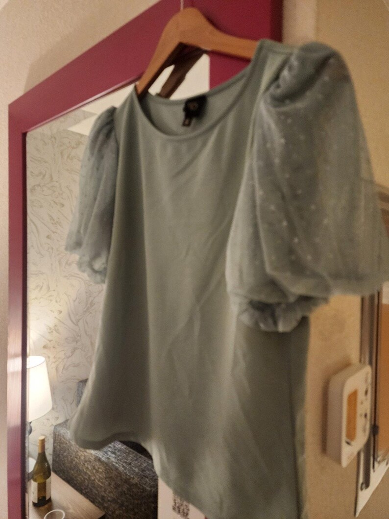 W5 for anthropologie womens sage green short sleeve blouse Size Small image 7