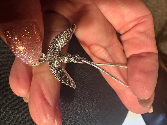 Solid Sterling Silver Eagle Necklace with Turquoi… - image 10