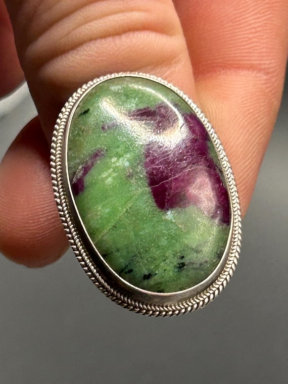 Ruby in Zoisite Sterling Silver Statement Ring – … - image 7
