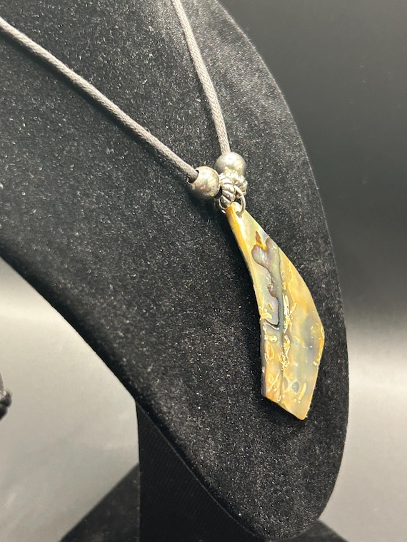 Handcrafted Iridescent Abalone Shell Pendant Neck… - image 2