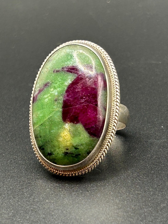 Ruby in Zoisite Sterling Silver Statement Ring – … - image 1