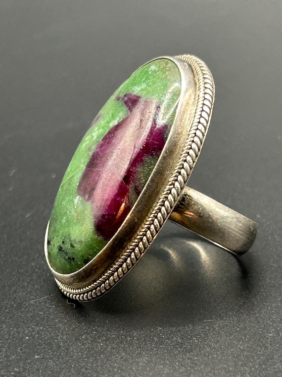 Ruby in Zoisite Sterling Silver Statement Ring – … - image 3