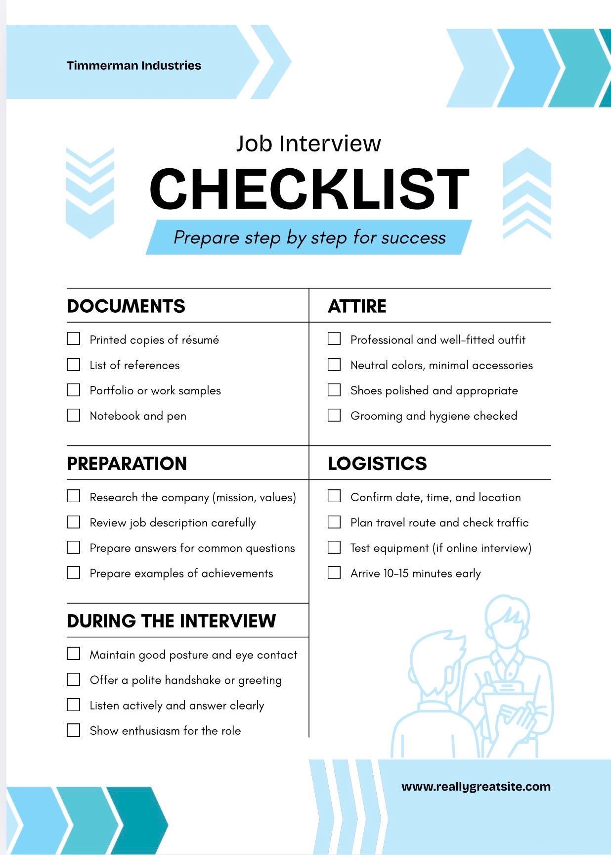 Interview Readiness Check Editable Interview Preparation Checklist Canva | Modern Interview ...