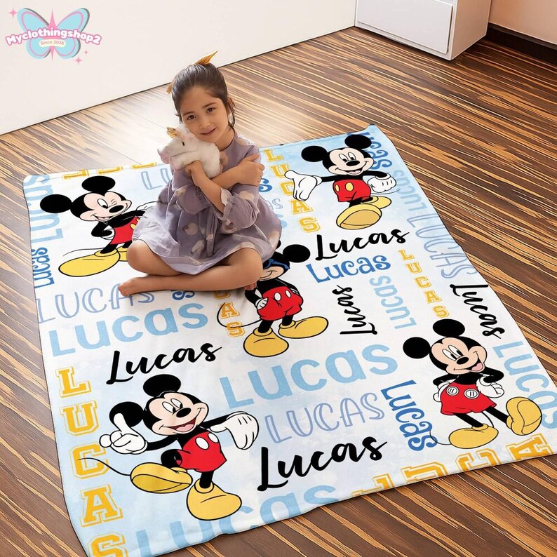 Personalized Mickey Fleece Blanket, Mickey Mouse Blanket, Disneyland Mickey Quilt, Mickey and Friends Blanket, Disneyland Throw Blanket image 5
