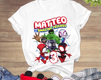 Personalized Spidey And His Amazing Friends Shirt, MCU Superhero Birthday Shirt, Superhero Birthday, Spiderman Family Matching Shirt