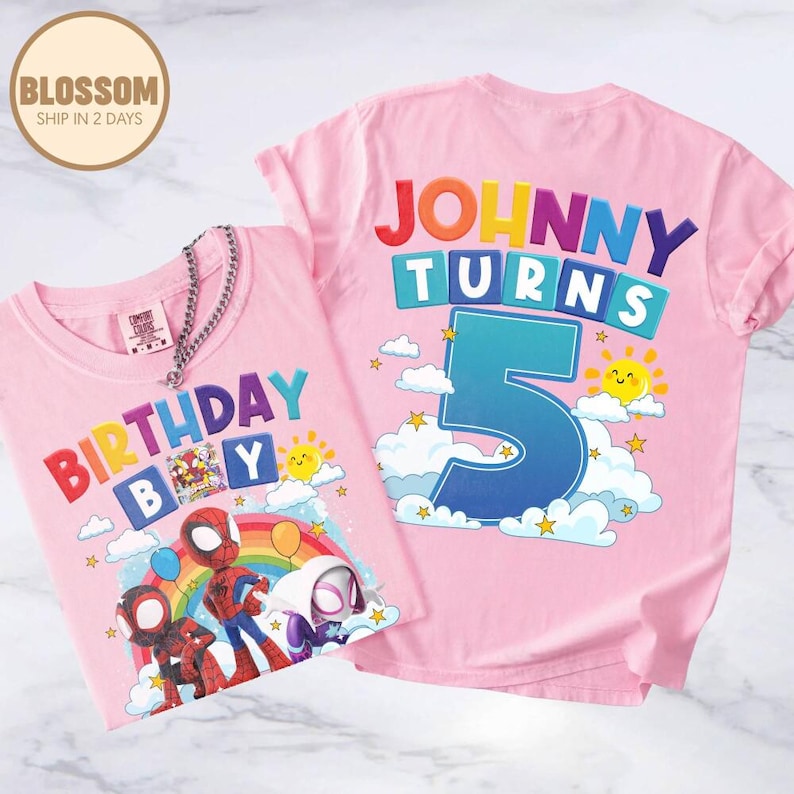 Comfort Colors Custom Spidey And His Amazing Friends ShirtBirthday Ghost Spider Shirt,Birthday Boy, Family Matching, Disneyland Gifts Shirt image 5