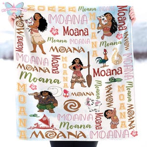 Personalized Moana Blanket, Custom Name Moana Blanket, Moana Maui Blanket, Disneyland Birthday Gift Blanket, Princess Birthday Gifts afbeelding 4