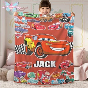 Personalized Cars Movie Blanket, Lightning Mcqueen Blanket, Doc Hudson Tow Mater Blanket, Cars Land Blanket, Cars Birthday Gifts Blanket bild 1