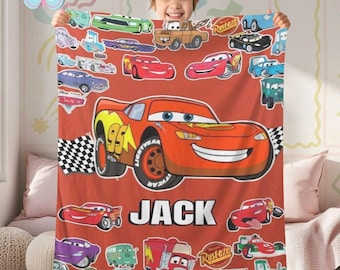Personalized Cars Movie Blanket, Lightning Mcqueen Blanket, Doc Hudson Tow Mater Blanket, Cars Land Blanket, Cars Birthday Gifts Blanket