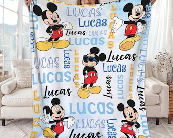 Personalized Mickey Fleece Blanket, Mickey Mouse Blanket, Disneyland Mickey Quilt, Mickey and Friends Blanket, Disneyland Throw Blanket
