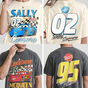Retro Lightning Mcqueen Sally Shirt, Pixar Cars Shirt, Disneyland Couple Matching Tee, Cars Land, Radiator Springs, Disneyland Trip Shirts image 1