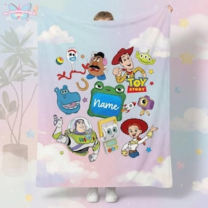 Manta polar personalizada de Toy Story 5, manta de Buzz Lightyear, manta de Woody y Jessie de Toy Story, alienígenas de Toy Story, regalo de cumpleaños para niño. imagen 1