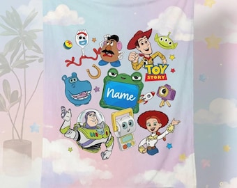 Manta polar personalizada de Toy Story 5, manta de Buzz Lightyear, manta de Woody y Jessie de Toy Story, alienígenas de Toy Story, regalo de cumpleaños para niño.