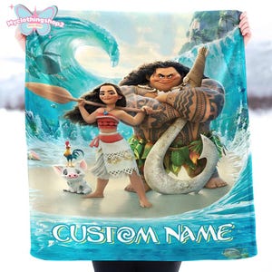 Custom Name Princess Moana Blankets, Moana 2 Fleece Blanket, Moana Maui Blanket, Princess Moana Blanket, Birthday Gift immagine 3