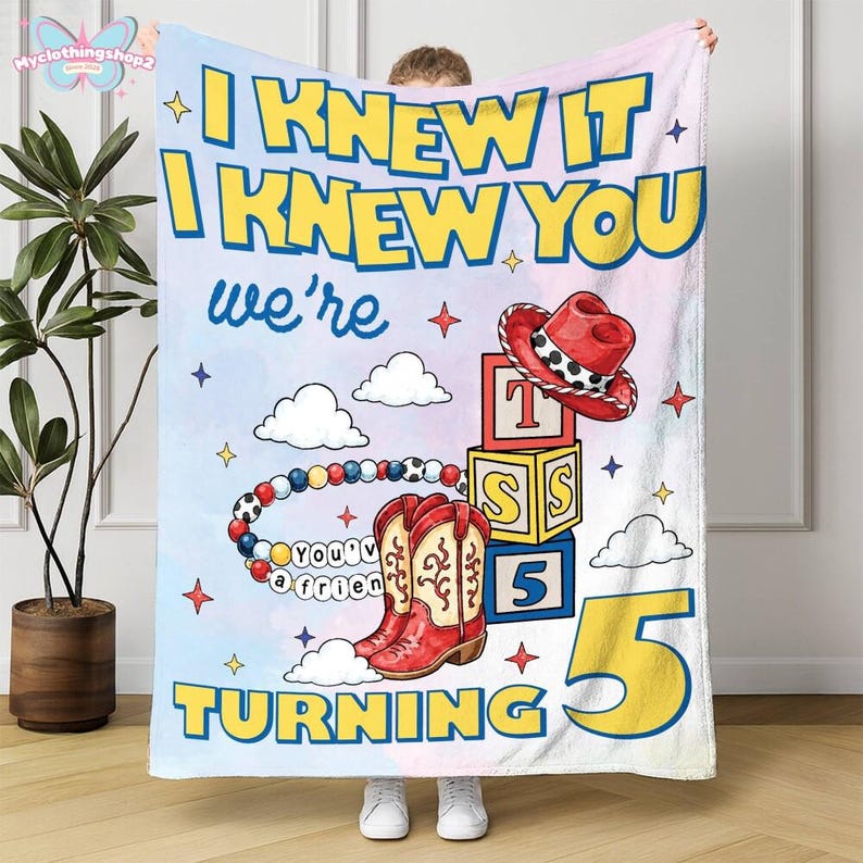 Toy Story 5 Fleece Blanket, I Knew It I Knew You Buzz Lightyear Blanket, Toy Story Woody Jessie Blanket, Toy Story Aliens, Birthday Family image 1