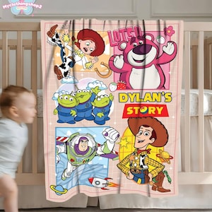 Personalized Toy Story Fleece Blanket, Buzz Lightyear Blanket, Toy Story Woody Blanket, Toy Story Aliens Blanket, Birthday Boy Blanket image 2