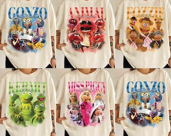 Vintage Bootleg Disneyland The Muppets Characters Shirt, Kermit Miss Piggy Gonzo Animal, Retro The Muppets Show, Disneyland Family Trip Tees