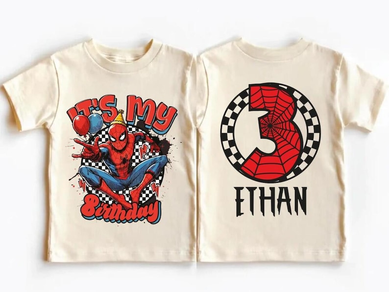 Spiderman Birthday Boy Shirt, Marvel Birthday Party Gift, disneyland Birthday Tee, Superhero Birthday Sweatshirt, Marvel Toddler Birthday image 1